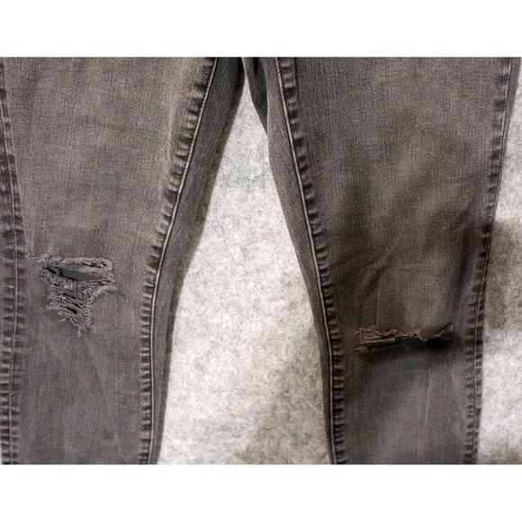 Madewell Jeans Sz 26 Black 9 Inch High Rise Skinny Distressed Raw Hem Light Wash - Picture 6 of 16